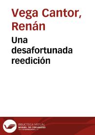 Una desafortunada reedición | Biblioteca Virtual Miguel de Cervantes