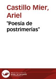 "Poesía de postrimerías" | Biblioteca Virtual Miguel de Cervantes