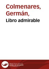 Libro admirable | Biblioteca Virtual Miguel de Cervantes