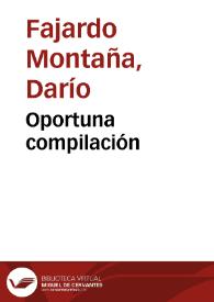 Oportuna compilación | Biblioteca Virtual Miguel de Cervantes