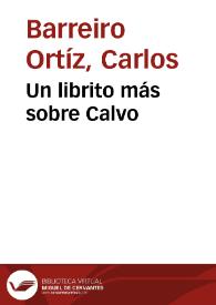 Un librito más sobre Calvo | Biblioteca Virtual Miguel de Cervantes