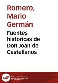 Fuentes históricas de Don Joan de Castellanos | Biblioteca Virtual Miguel de Cervantes