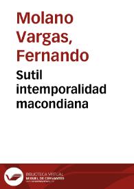 Sutil intemporalidad macondiana | Biblioteca Virtual Miguel de Cervantes