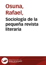 Sociología de la pequeña revista literaria | Biblioteca Virtual Miguel de Cervantes