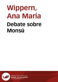 Debate sobre Monsú | Biblioteca Virtual Miguel de Cervantes