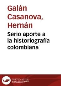 Serio aporte a la historiografía colombiana | Biblioteca Virtual Miguel de Cervantes