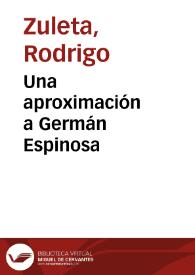 Una aproximación a Germán Espinosa | Biblioteca Virtual Miguel de Cervantes