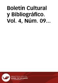 Boletín Cultural y Bibliográfico. Vol. 4, Núm. 09 (1961) | Biblioteca Virtual Miguel de Cervantes