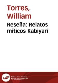 Reseña: Relatos míticos Kabiyari | Biblioteca Virtual Miguel de Cervantes