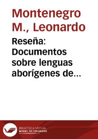 Reseña: Documentos sobre lenguas aborígenes de Colombia  del archivo de Paul Rivet | Biblioteca Virtual Miguel de Cervantes