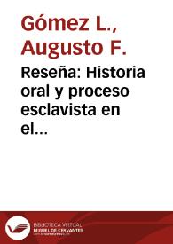 Reseña: Historia oral y proceso esclavista en el Caqueta | Biblioteca Virtual Miguel de Cervantes