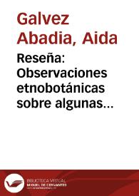 Reseña: Observaciones etnobotánicas sobre algunas especies utilizadas por la comunidad indígena Andoque (Amazonas Colombia). | Biblioteca Virtual Miguel de Cervantes