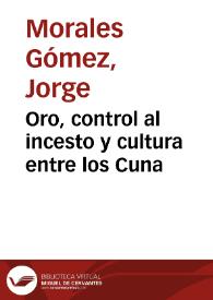 Oro, control al incesto y cultura entre los Cuna | Biblioteca Virtual Miguel de Cervantes