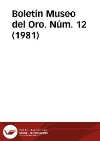 Boletín Museo del Oro. Núm. 12 (1981) | Biblioteca Virtual Miguel de Cervantes