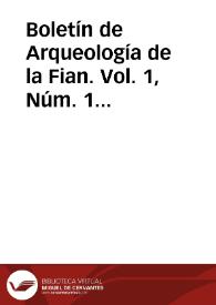 Boletín de Arqueología de la Fian. Vol. 1, Núm. 1 (1986) | Biblioteca Virtual Miguel de Cervantes