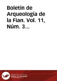 Boletín de Arqueología de la Fian. Vol. 11, Núm. 3 (1996) | Biblioteca Virtual Miguel de Cervantes