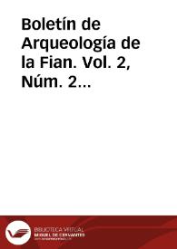 Boletín de Arqueología de la Fian. Vol. 2, Núm. 2 (1987) | Biblioteca Virtual Miguel de Cervantes