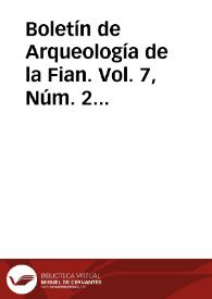 Boletín de Arqueología de la Fian. Vol. 7, Núm. 2 (1992) | Biblioteca Virtual Miguel de Cervantes