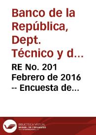 RE No. 201 Febrero  de 2016 -- Encuesta de expectativas de enero de 2016 | Biblioteca Virtual Miguel de Cervantes