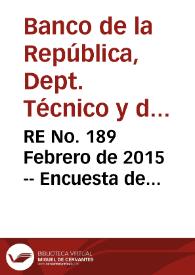 RE No. 189 Febrero  de 2015 -- Encuesta de expectativas de enero de 2015 | Biblioteca Virtual Miguel de Cervantes