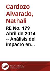 RE No. 179 Abril  de 2014 -- Análisis del impacto en Colombia de la recomposición de los índices de JP Morgan de deuda local de países emergentes | Biblioteca Virtual Miguel de Cervantes