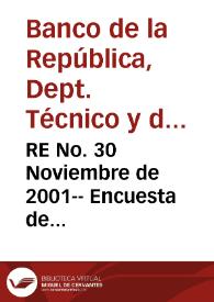 RE No. 30 Noviembre de 2001-- Encuesta de expectativas, octubre de 2001 | Biblioteca Virtual Miguel de Cervantes