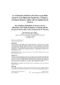 La refutación absolutista del discurso pactista navarro: José María de Zuaznávar y Francia y el "Ensayo histórico-crítico sobre la legislación de Navarra" / Fernando Mikelarena Peña | Biblioteca Virtual Miguel de Cervantes