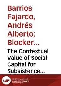 The Contextual Value of Social Capital for Subsistence Entrepreneur Mobility = El valor contextual del capital social para la movilidad emprendedora de los emprendedores de subsistencia | Biblioteca Virtual Miguel de Cervantes