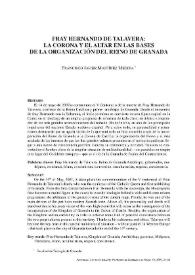 Fray Hernando de Talavera: La corona y el altar en las bases de la organización del Reino de Granada / Francisco Javier Martínez Medina | Biblioteca Virtual Miguel de Cervantes