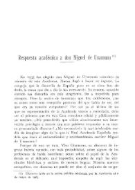 Respuesta académica a Don Miguel de Unamuno / Pedro Laín Entralgo | Biblioteca Virtual Miguel de Cervantes