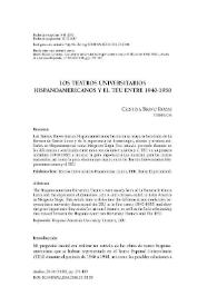 Los teatros universitarios hispanoamericanos y el TEU entre 1940-1950 / Cristina Bravo Rozas | Biblioteca Virtual Miguel de Cervantes