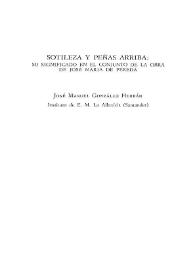 "Sotileza y Peñas arriba": su significado en el conjunto de la obra de José María de Pereda  / José Manuel González Herrán | Biblioteca Virtual Miguel de Cervantes