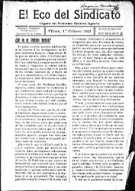 El Eco del Sindicato : órgano del Sindicato Católico Agrario (Villena). Núm. 2, 1 de febrero de 1921 | Biblioteca Virtual Miguel de Cervantes