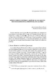 Aportaciones histórico-artísticas : los Agustinos Recoletos en la provincia de Cáceres  / José Antonio Ramos Rubio, Francisco Cillán Cillán | Biblioteca Virtual Miguel de Cervantes