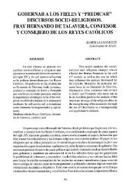 Gobernar a los fieles y predicar discursos socio-religiosos. Fray Hernando de Talavera, confesor y consejero de los Reyes Católicos / Isabella Iannuzzi | Biblioteca Virtual Miguel de Cervantes