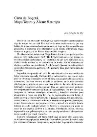 Carta de Bogotá. Mapa Teatro y Álvaro Restrepo / José Antonio de Ory | Biblioteca Virtual Miguel de Cervantes