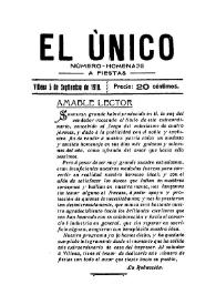 El Único: Número Homenaje a Fiestas (Villena). 5 de septiembre de 1918 | Biblioteca Virtual Miguel de Cervantes