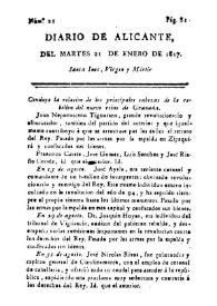 Diario de Alicante. Núm. 21, 21 de enero de 1817 | Biblioteca Virtual Miguel de Cervantes