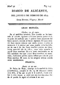 Diario de Alicante. Núm. 37, 6 de febrero de 1817 | Biblioteca Virtual Miguel de Cervantes