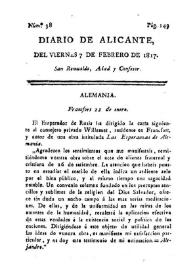 Diario de Alicante. Núm. 38, 7 de febrero de 1817 | Biblioteca Virtual Miguel de Cervantes