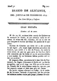 Diario de Alicante. Núm. 51, 20 de febrero de 1817 | Biblioteca Virtual Miguel de Cervantes