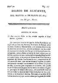 Diario de Alicante. Núm. 70, 11 de marzo de 1817 | Biblioteca Virtual Miguel de Cervantes