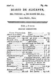 Diario de Alicante. Núm. 73, 14 de marzo de 1817 | Biblioteca Virtual Miguel de Cervantes