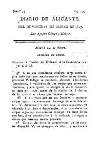 Diario de Alicante. Núm. 75, 16 de marzo de 1817 | Biblioteca Virtual Miguel de Cervantes