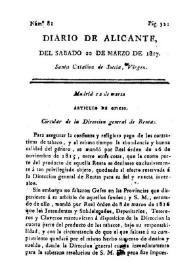 Diario de Alicante. Núm. 81, 22 de marzo de 1817 | Biblioteca Virtual Miguel de Cervantes