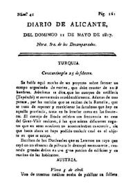 Diario de Alicante. Núm. 41, 11 de mayo de 1817 | Biblioteca Virtual Miguel de Cervantes