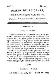 Diario de Alicante. Núm. 55, 25 de mayo e 1817 | Biblioteca Virtual Miguel de Cervantes