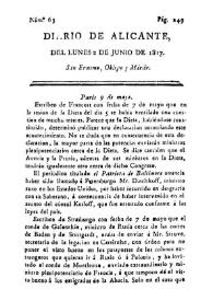 Diario de Alicante. Núm. 63, 2 de junio de 1817 | Biblioteca Virtual Miguel de Cervantes