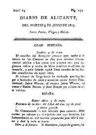 Diario de Alicante. Núm. 64, 3 de junio de 1817 | Biblioteca Virtual Miguel de Cervantes