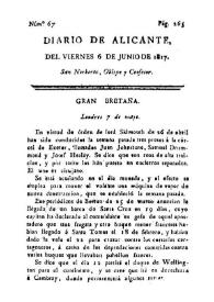 Diario de Alicante. Núm. 67, 6 de junio de 1817 | Biblioteca Virtual Miguel de Cervantes